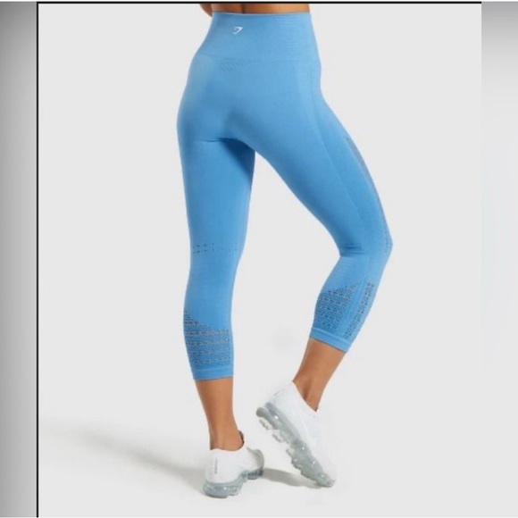 π¦ Gymshark Energy+ Seamless Cropped Leggings in Blue - Sz Small - EUC - Picture 3 of 11